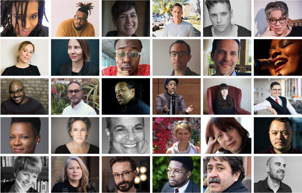 Collage grid of many writers from the Guild's 2019 Writer's to Watch list.